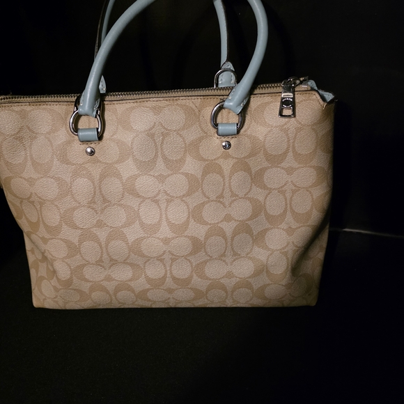 Coach Heather Blue And Taditinal Khaki Shoulder Bag - Picture 3 of 9